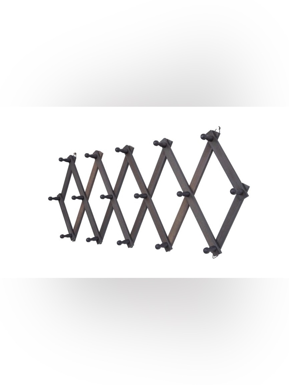 Rustic Wall Mounted Hat Rack with Space Saving Accordion Design Shabby Grey
